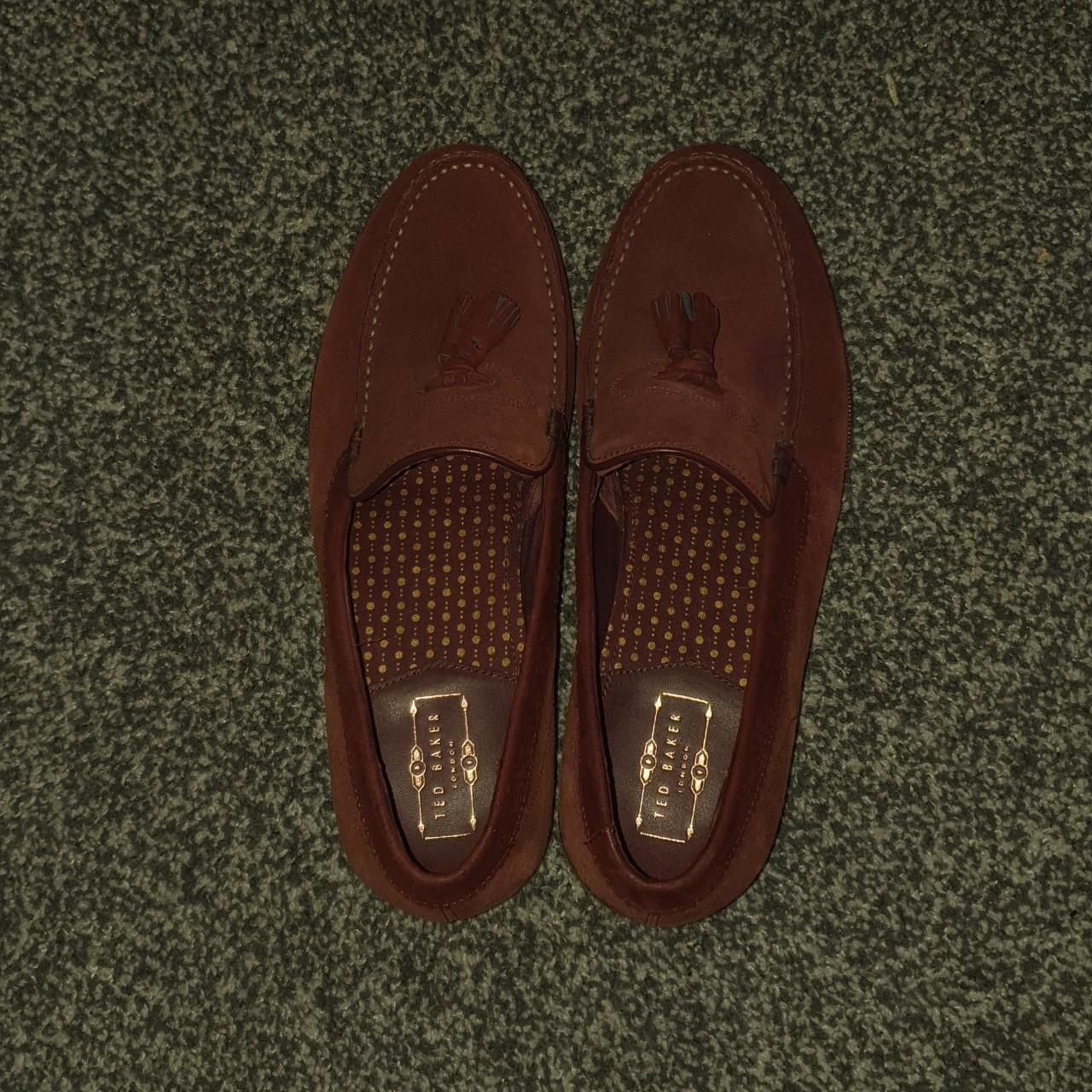 Mens Ted Baker Dark Red Dougge Suede Loafers & Slip... Depop