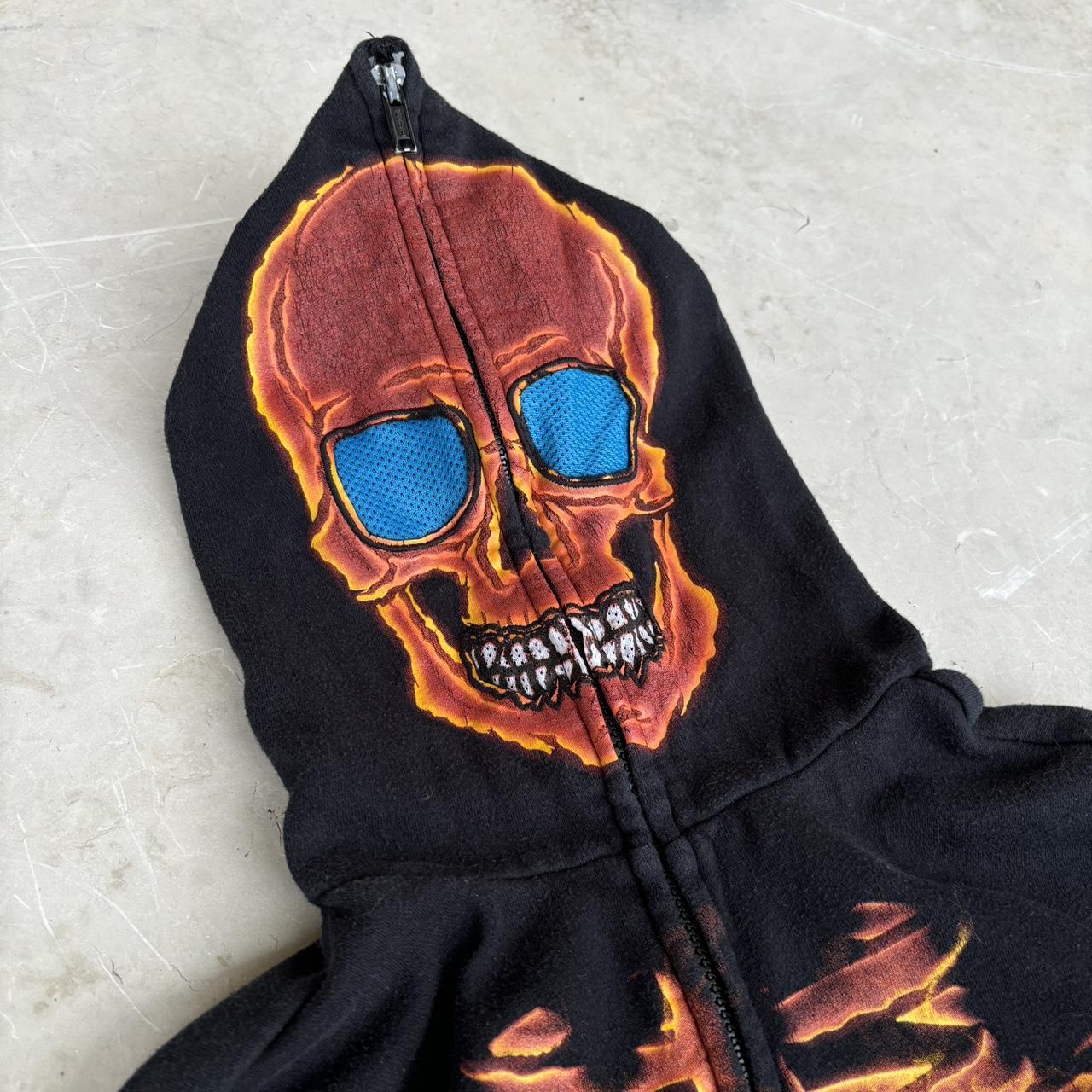 Insane Y2K Grunge Skate Hawk Flame Skeleton Full Zip | Depop