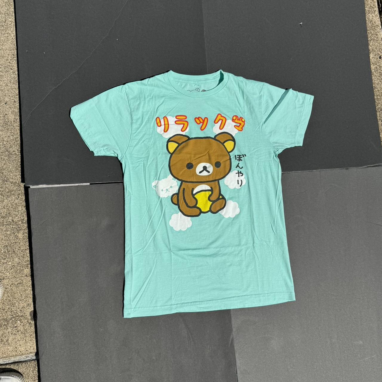 rilakkuma teal / blue ish japanese print... - Depop