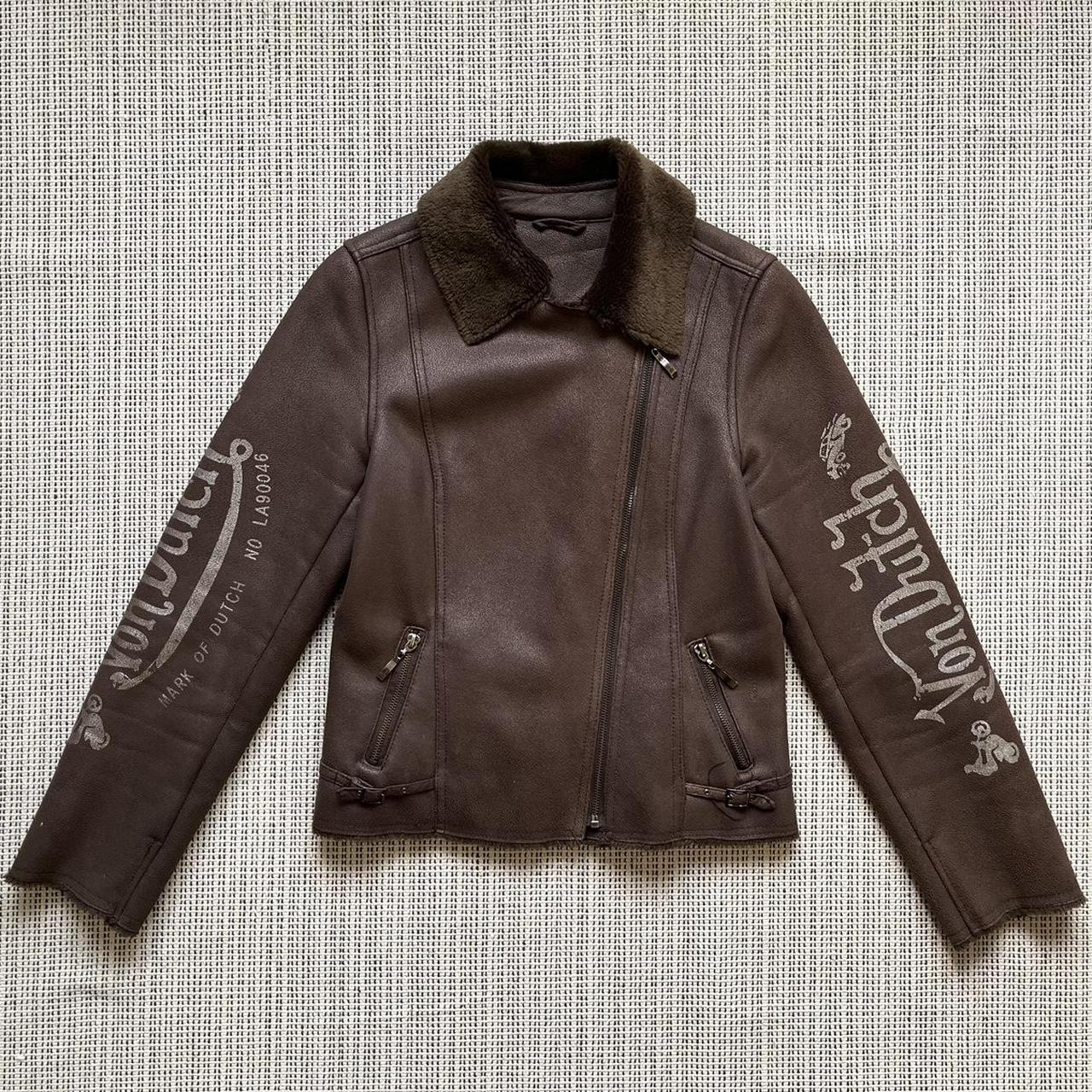 90s von dutch biker jacket incredible brown vintage | Depop