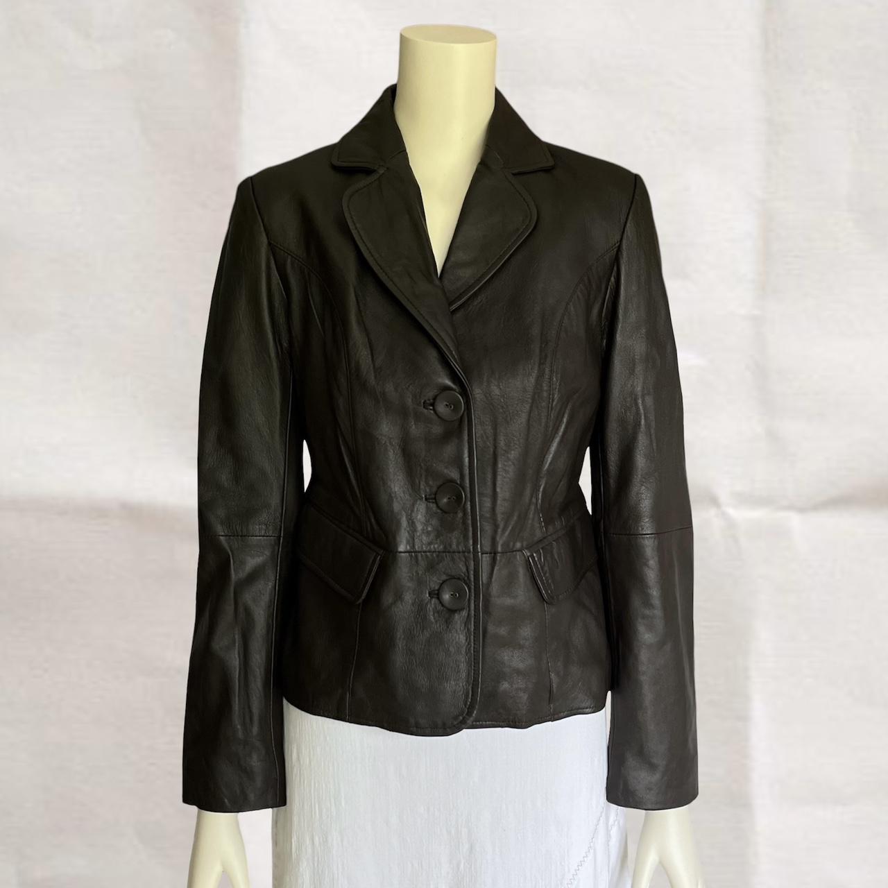 90s xanaka leather blazer amazing brown vintage | Depop