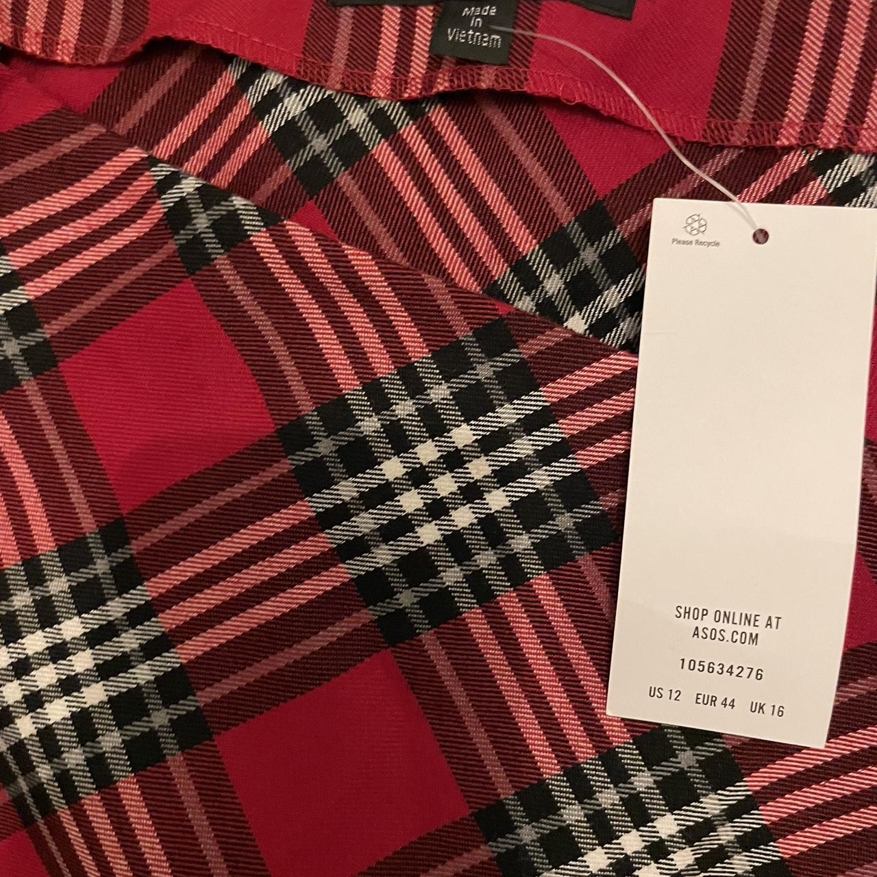 Red tartan Miss Selfridge mini skirt Size 16