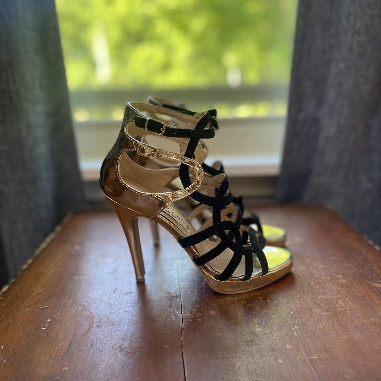 Black and gold strappy heels online