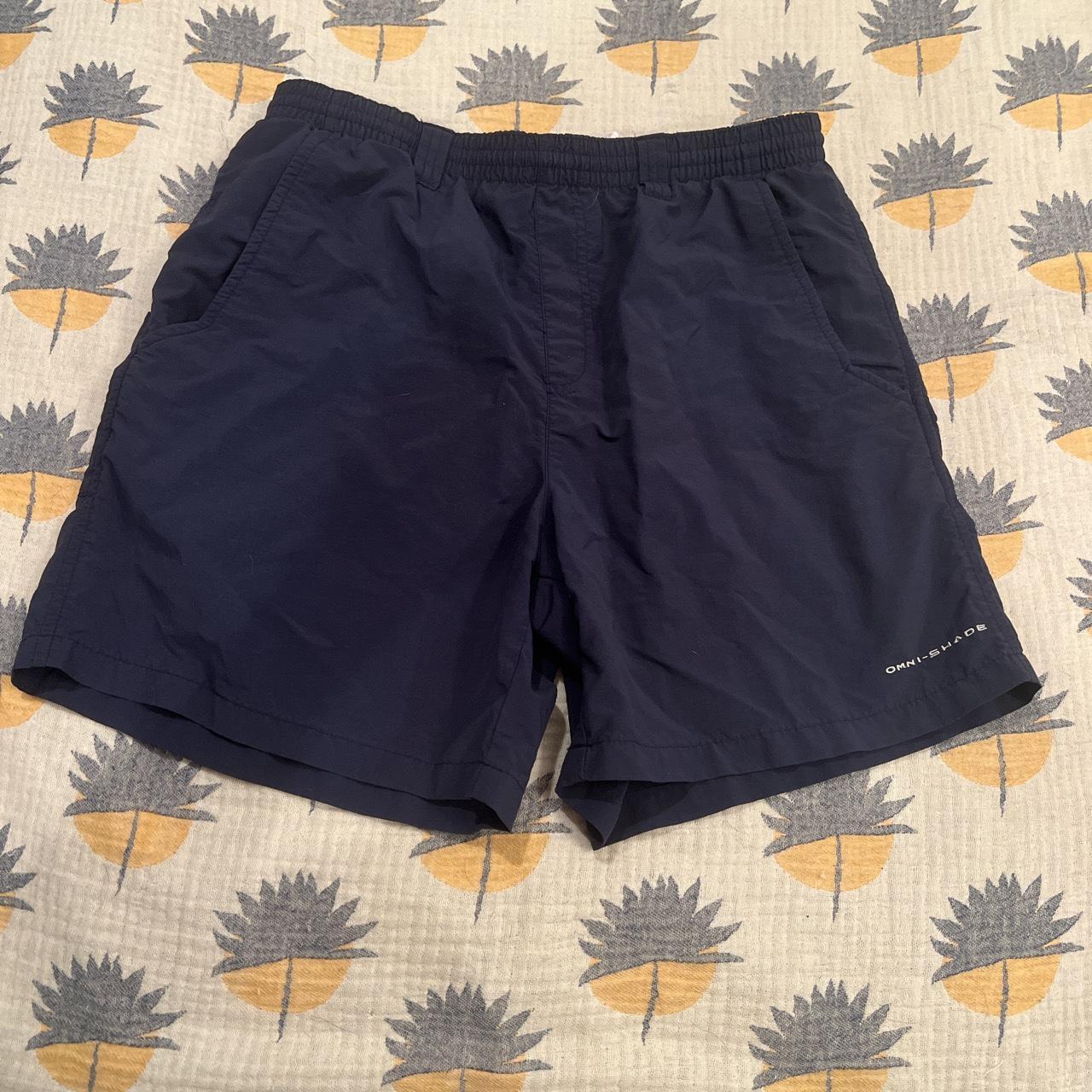 columbia navy omnishade shorts netting cut out on... Depop