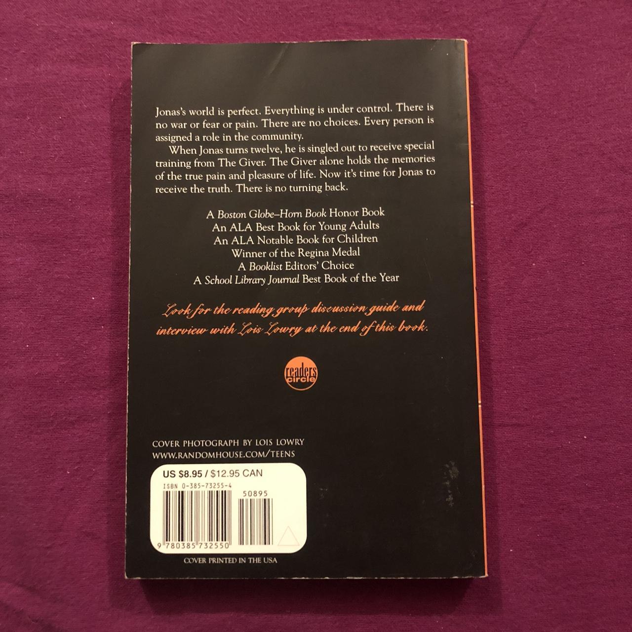 The Giver, Written By Lois Lowry. 5”X8” Paperback... - Depop