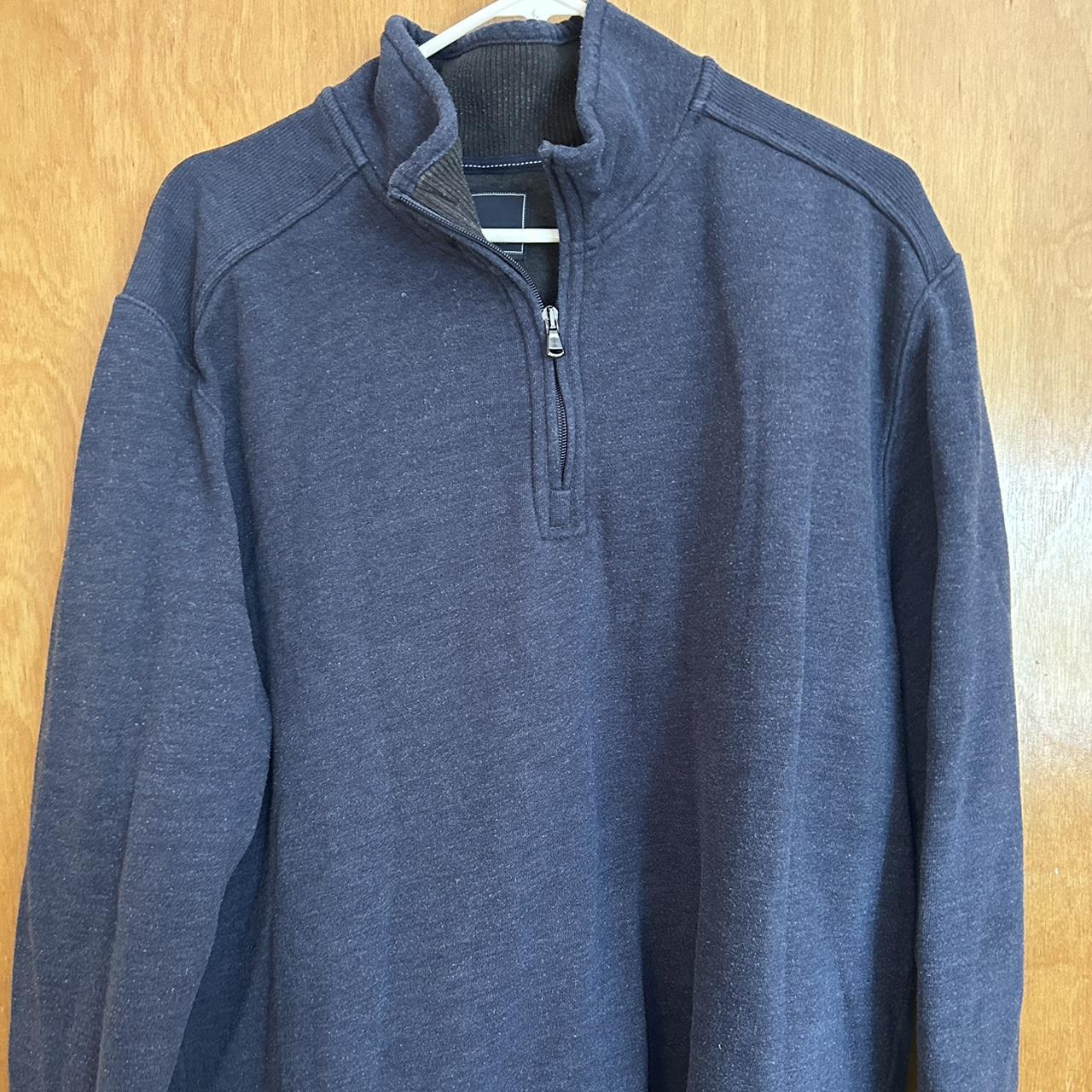 thrifted dark blue navy quarter zip sweatshirt size... - Depop