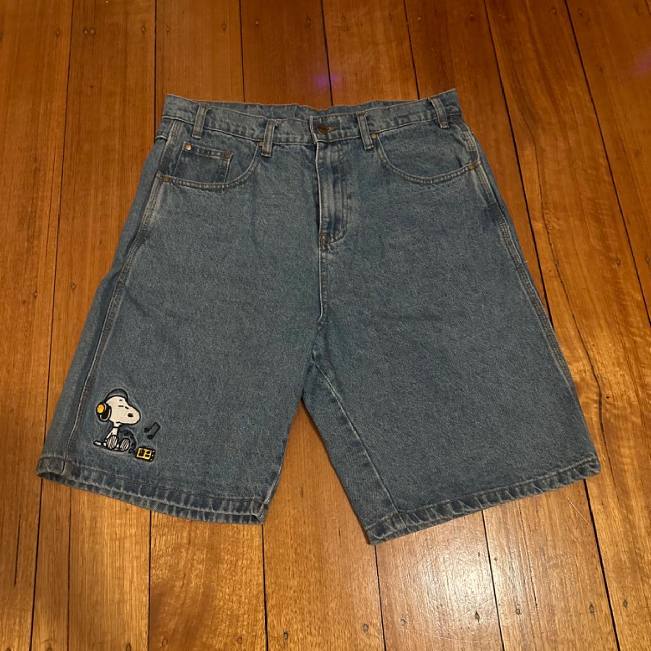 BUTTER GOODS x SNOOPY JORTS SIZE 32 WASHED INDIGO... Depop