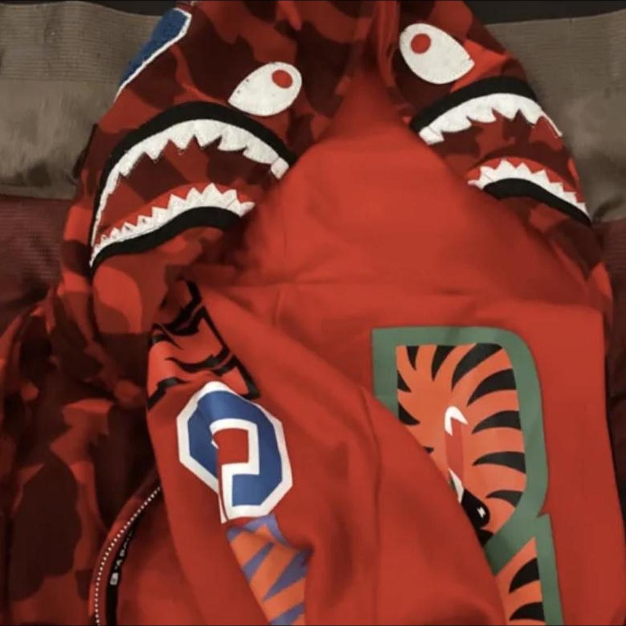 BAPE Men's Red Hoodie Depop