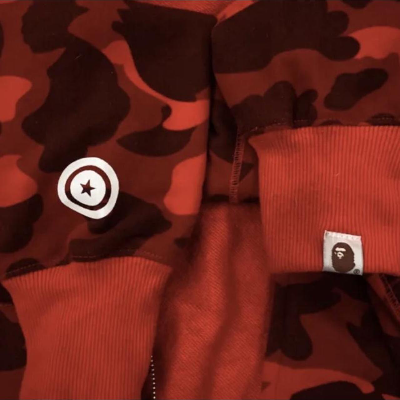 BAPE Men's Red Hoodie Depop