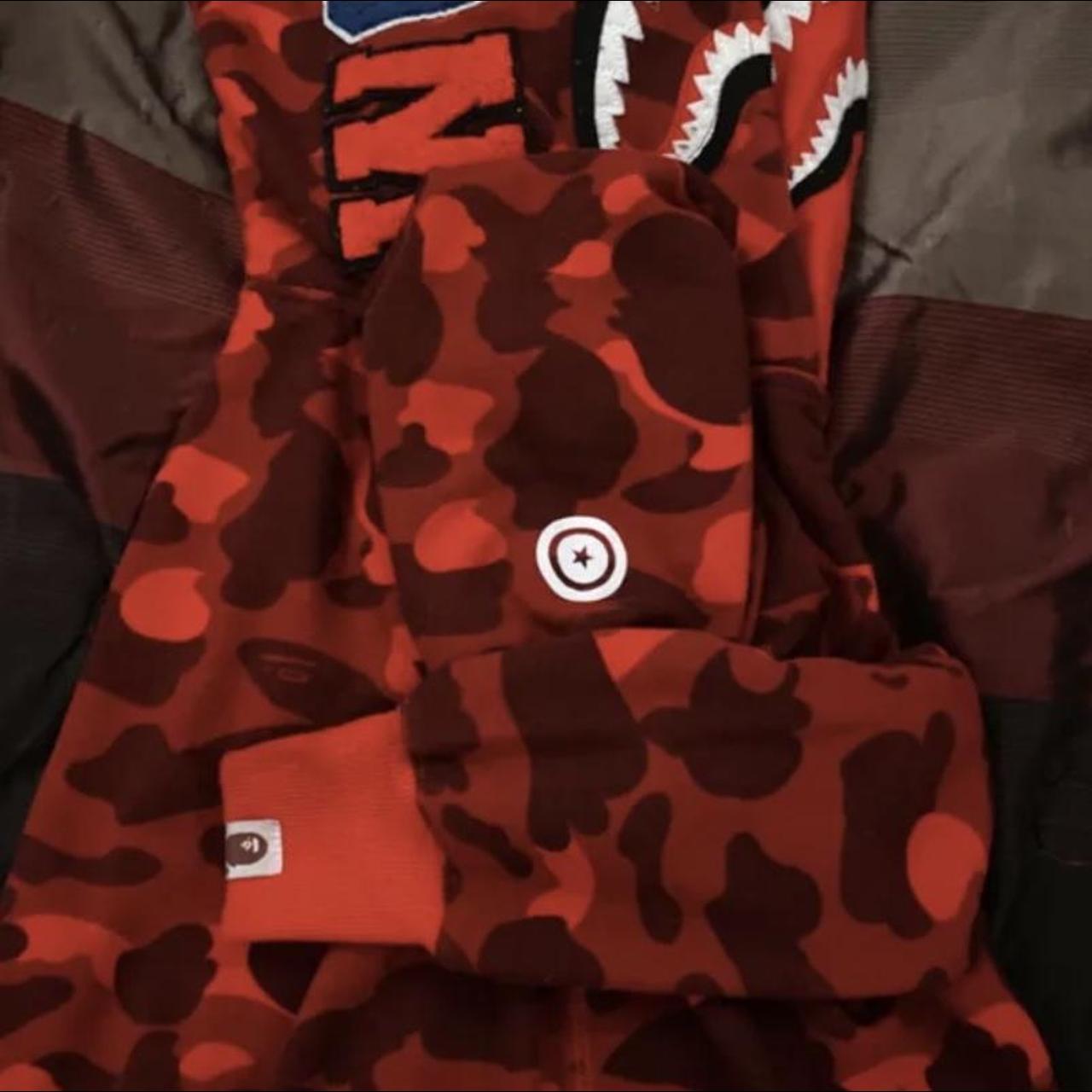BAPE Men's Red Hoodie Depop
