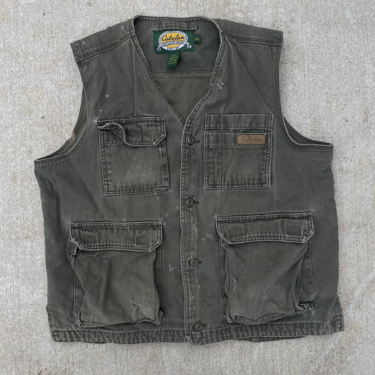 Distressed vintage Cabelas hunting vest Size... - Depop