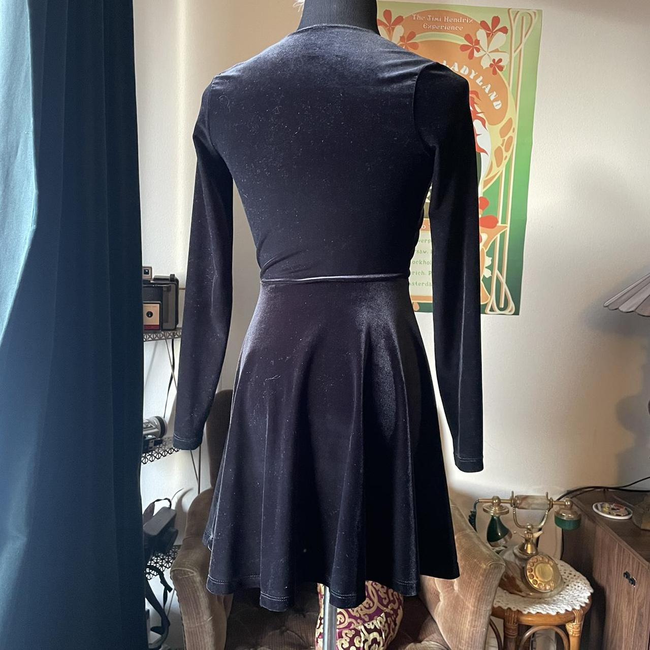 sexy black velvet long sleeve fit and flare skater Depop