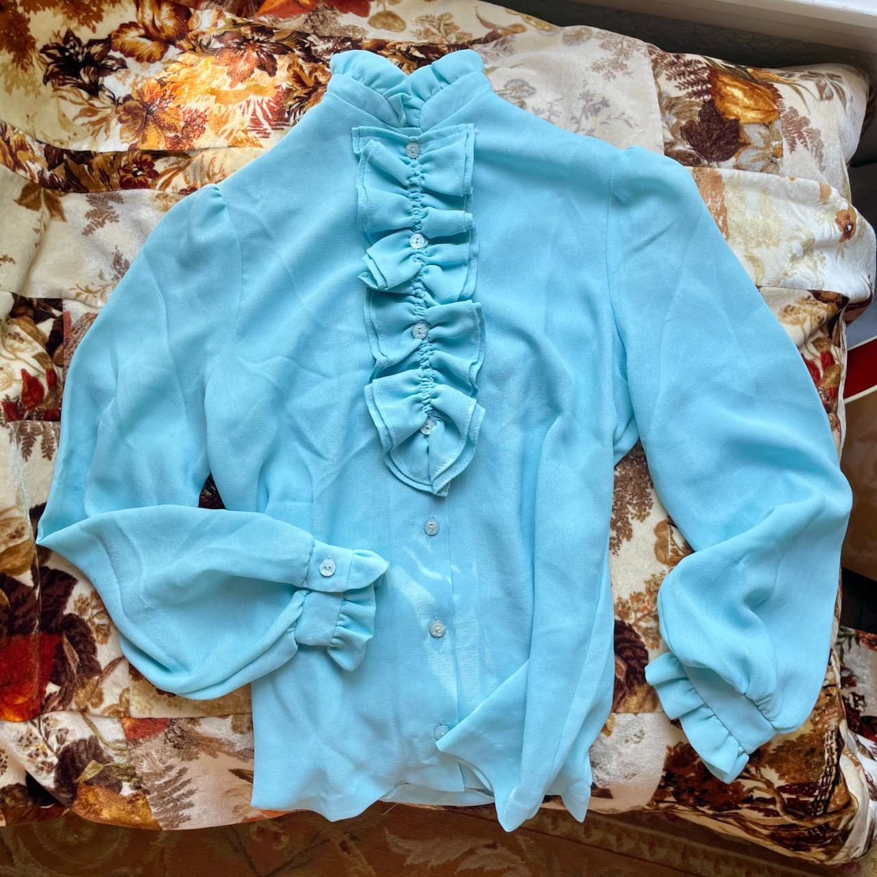 Vintage 60s popular blue blouse