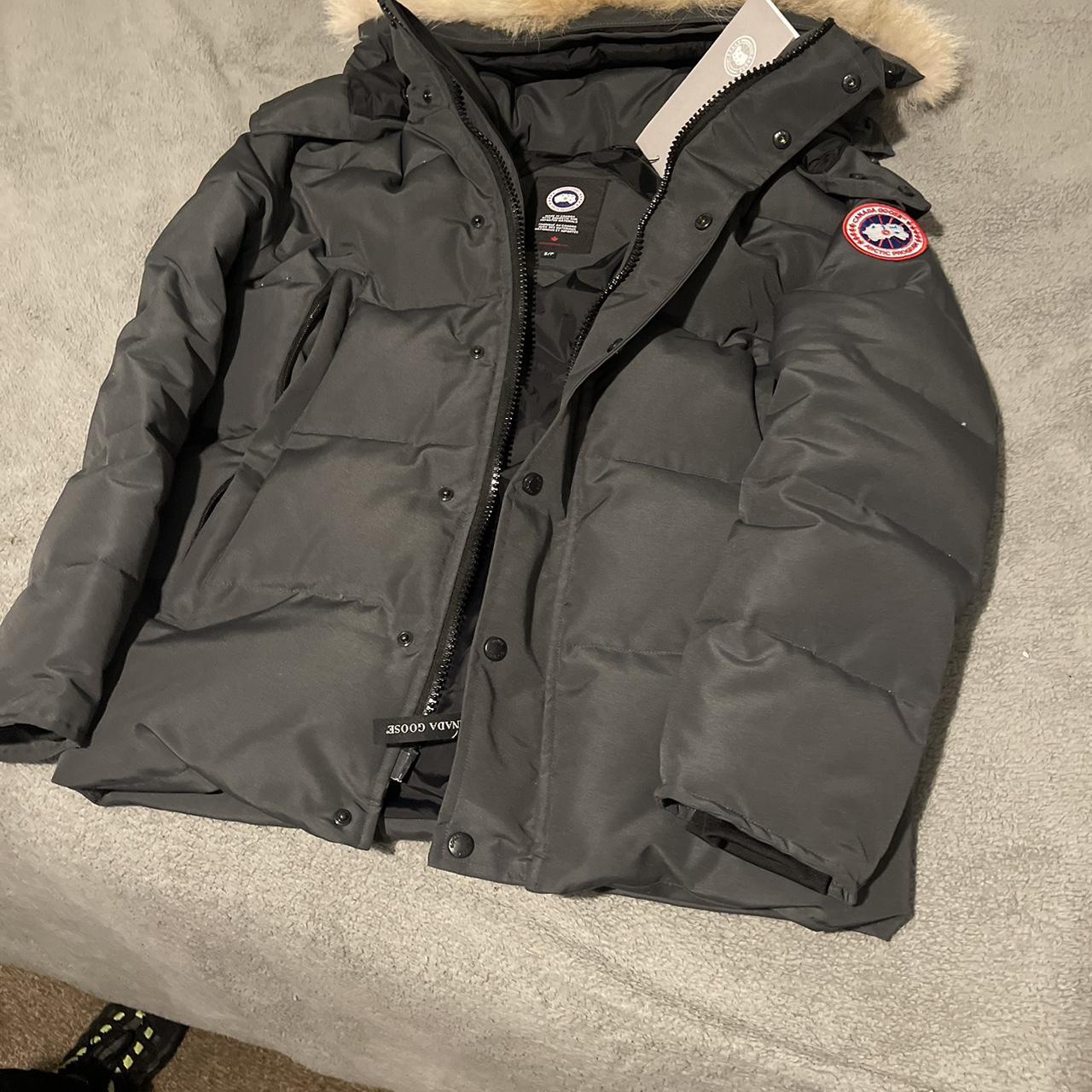 Authentic size s grey Canada goose parka coat with... - Depop