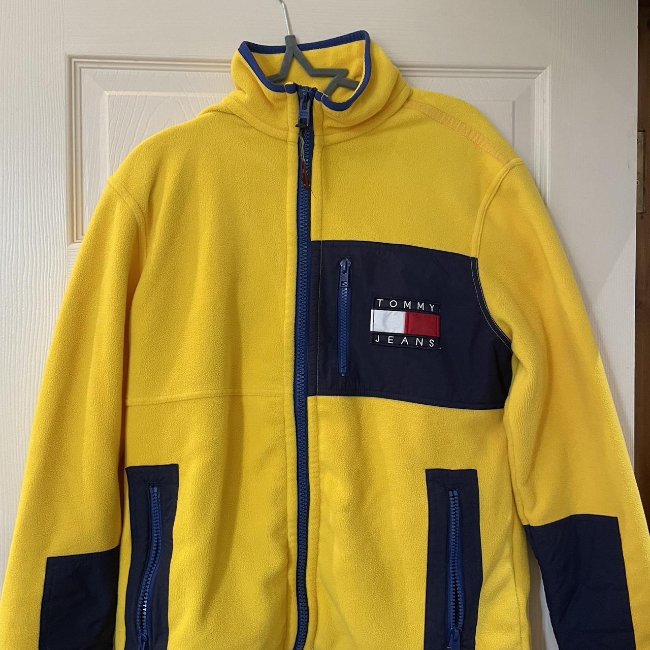 Tommy Jeans yellow zip fleece jacket... Depop