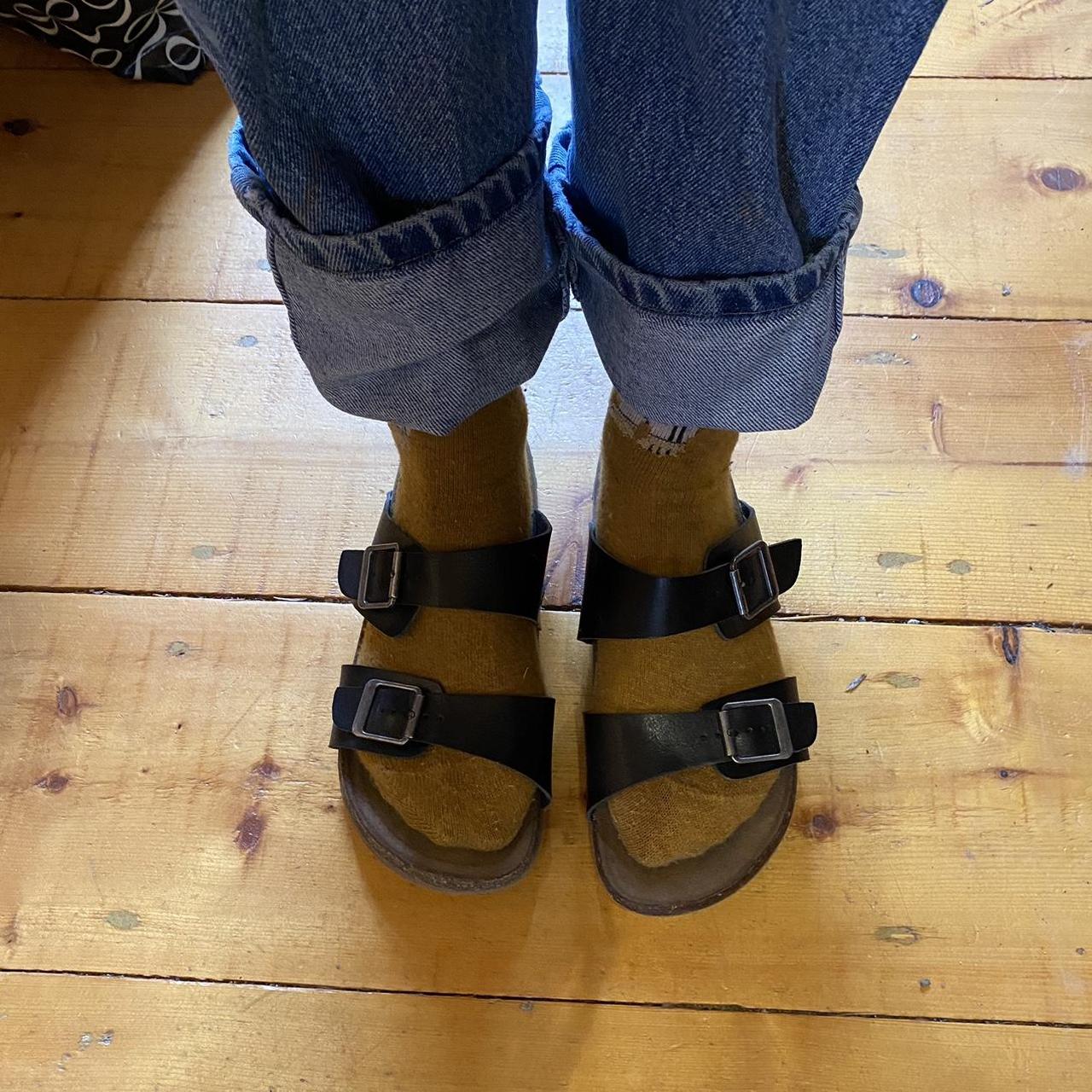 Faux birkenstock. Size has rubbed off, my guess is... - Depop