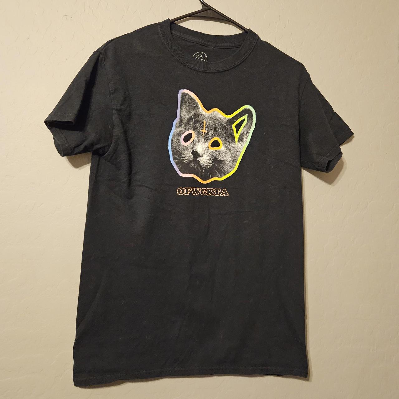 odd future rainbow cat logo black tee. originally... - Depop