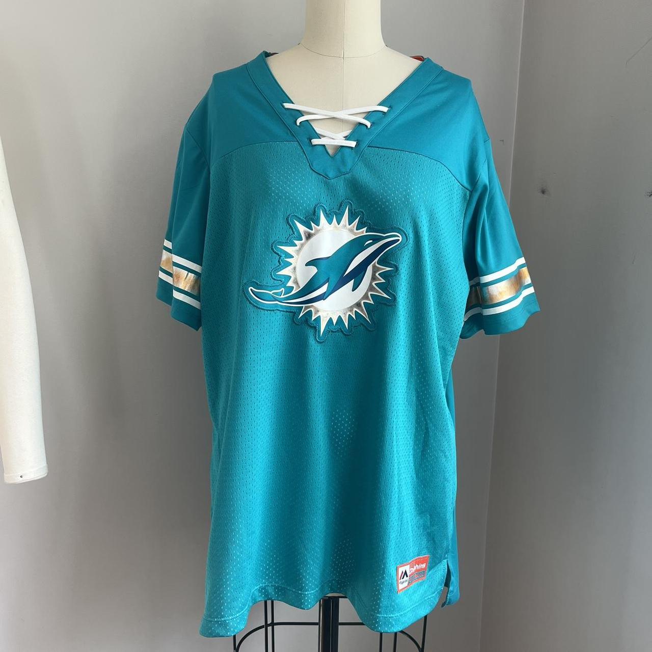 VTG WOMEN'S MIAMI DOLPHINS JERSEY White, green and - Depop