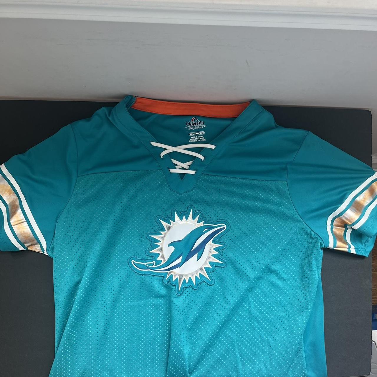 VTG WOMEN'S MIAMI DOLPHINS JERSEY White, green and - Depop