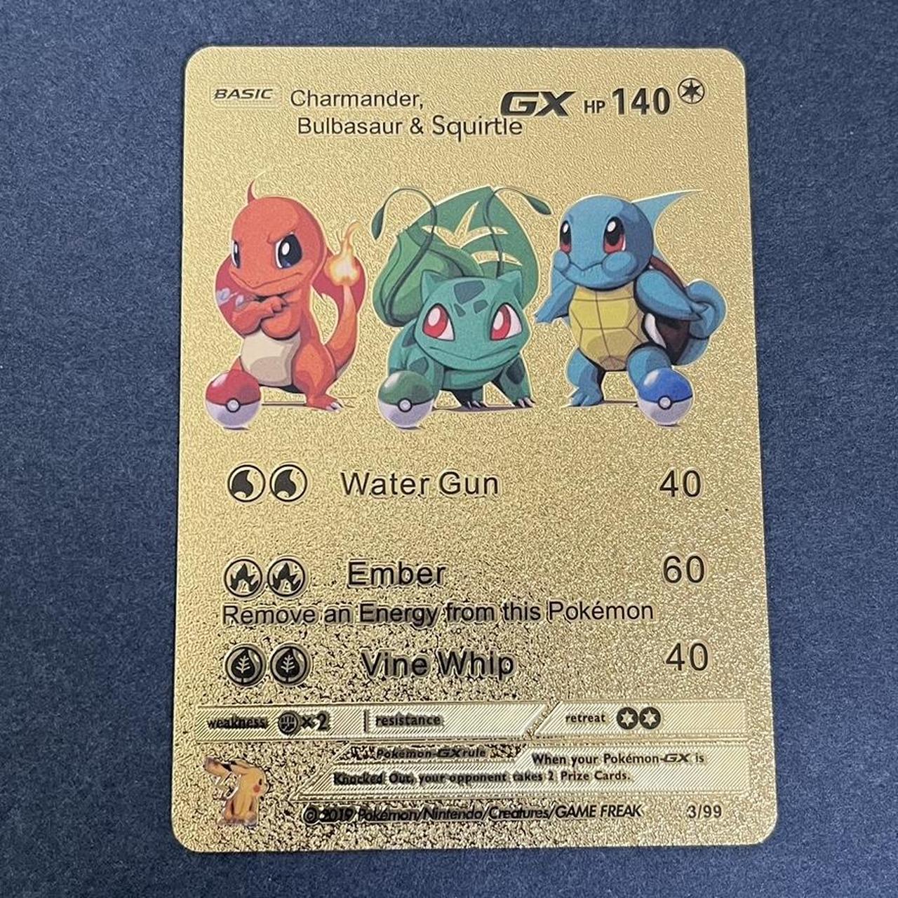 Charmander Bulbasaur & Squirtle GX Gold Foil Pokémon... - Depop