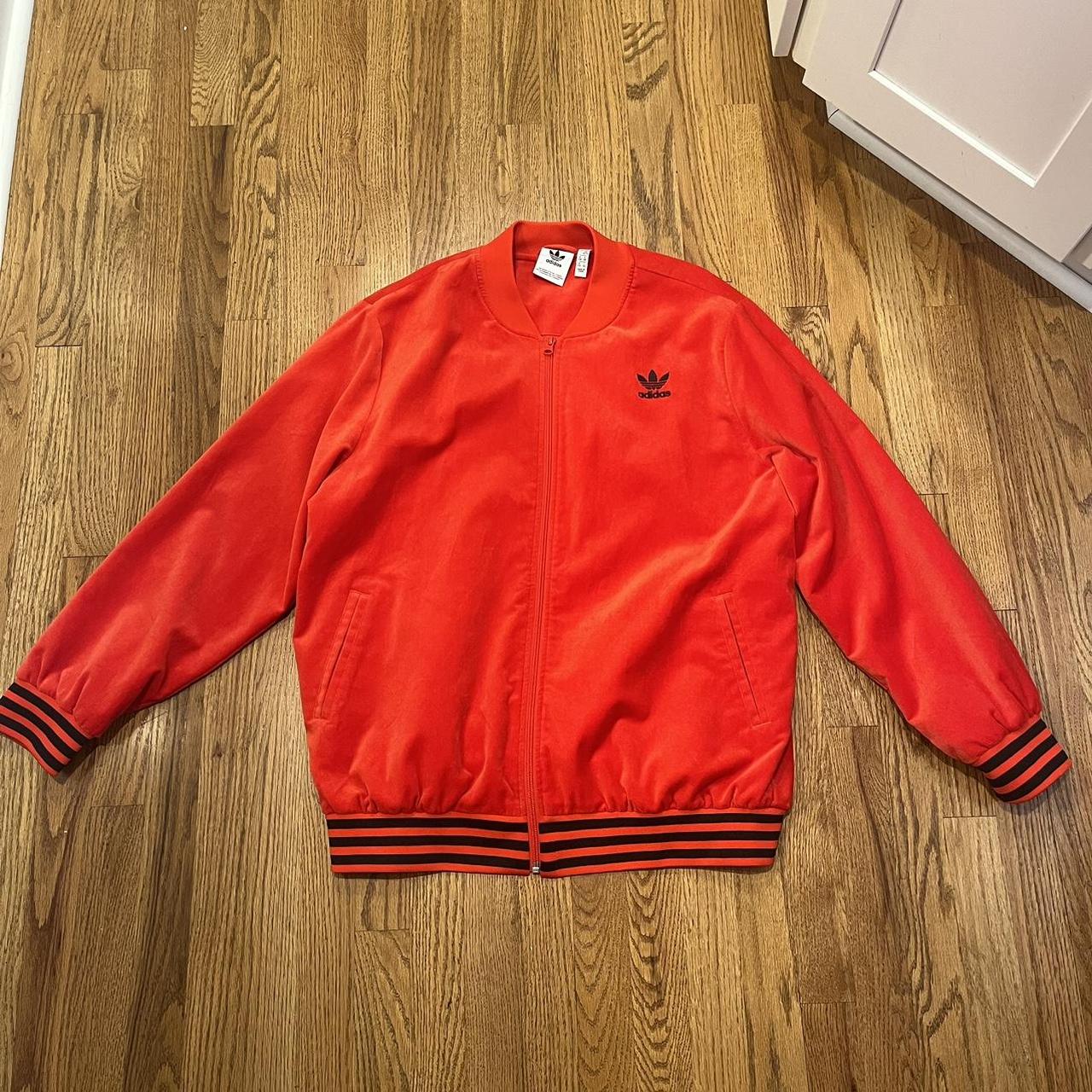 Red velvet adidas jacket online