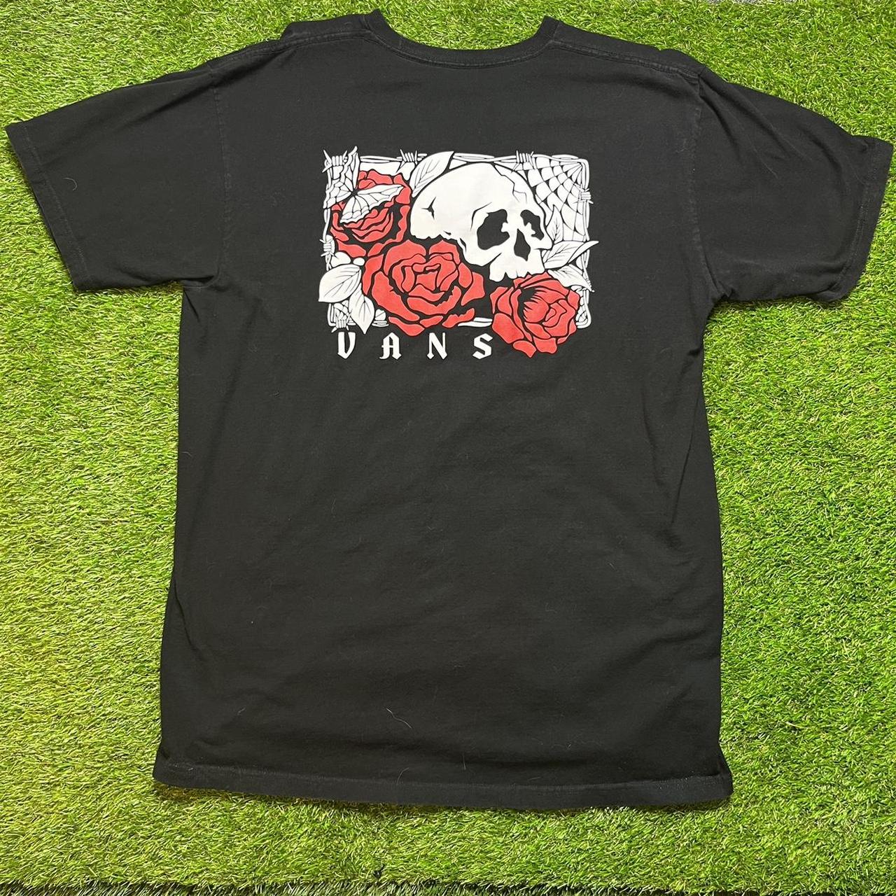 Y2K Vans Skater Skull Roses T Shirt Size large... - Depop