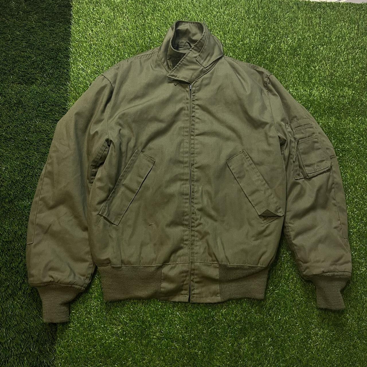 90s Vintage Green Military Jacket Zip Up Size... Depop