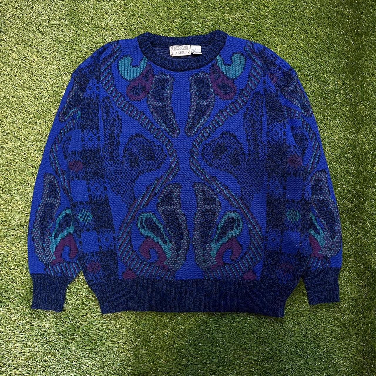 80s Vintage Retro Style Aztec Sweater Cottage... - Depop