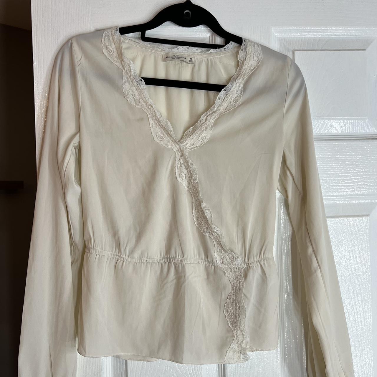 Abercrombie & Fitch Women's White and Cream Blouse | Depop