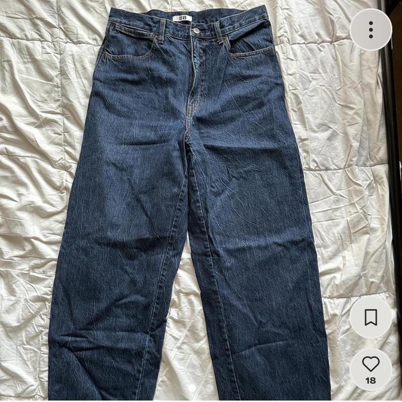 dark wash baggy uniqlo jeans! - Depop