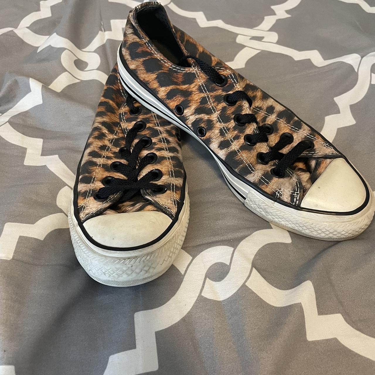 Converse leopard print low top washed a little