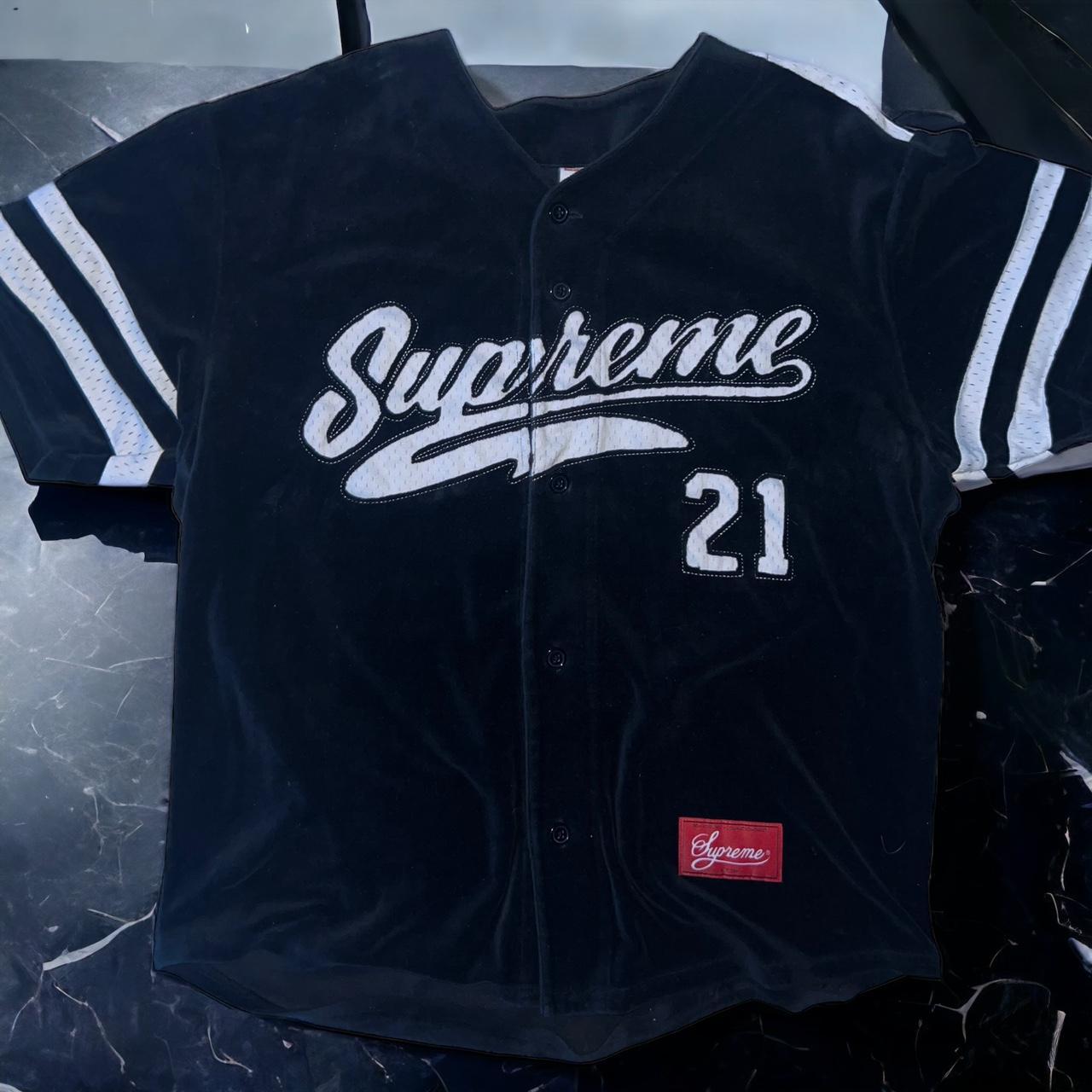 Supreme Velour Baseball Jersey - Size: Medium - - Depop