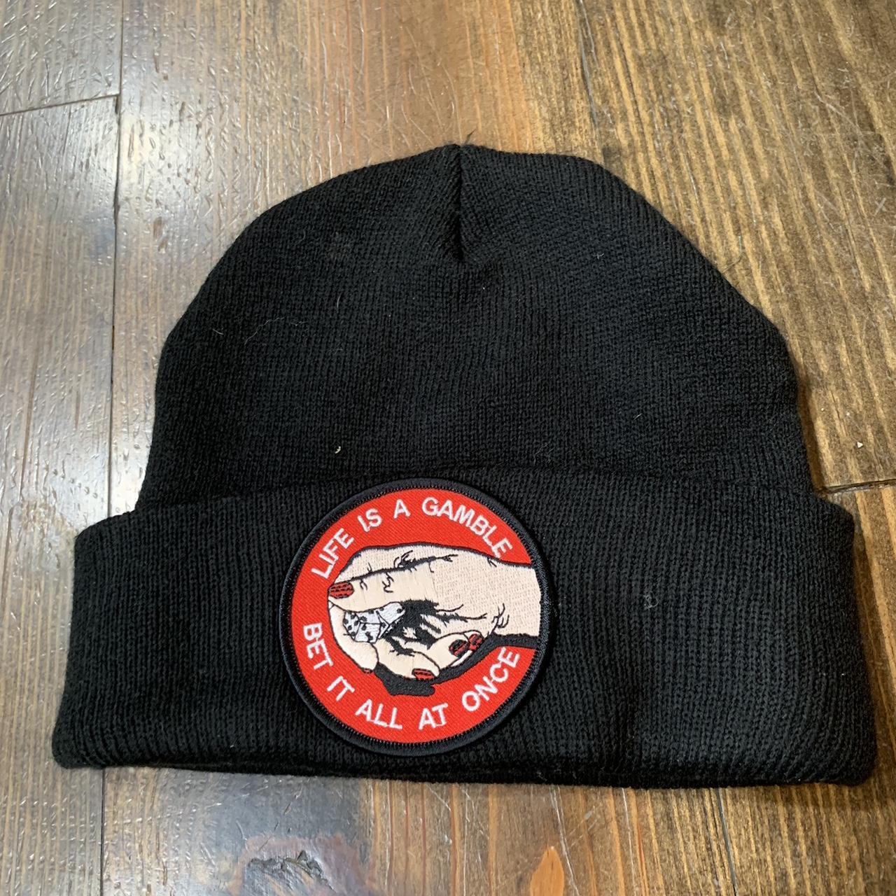 Life is a gamble hat Beanie with patch sewn on life... - Depop
