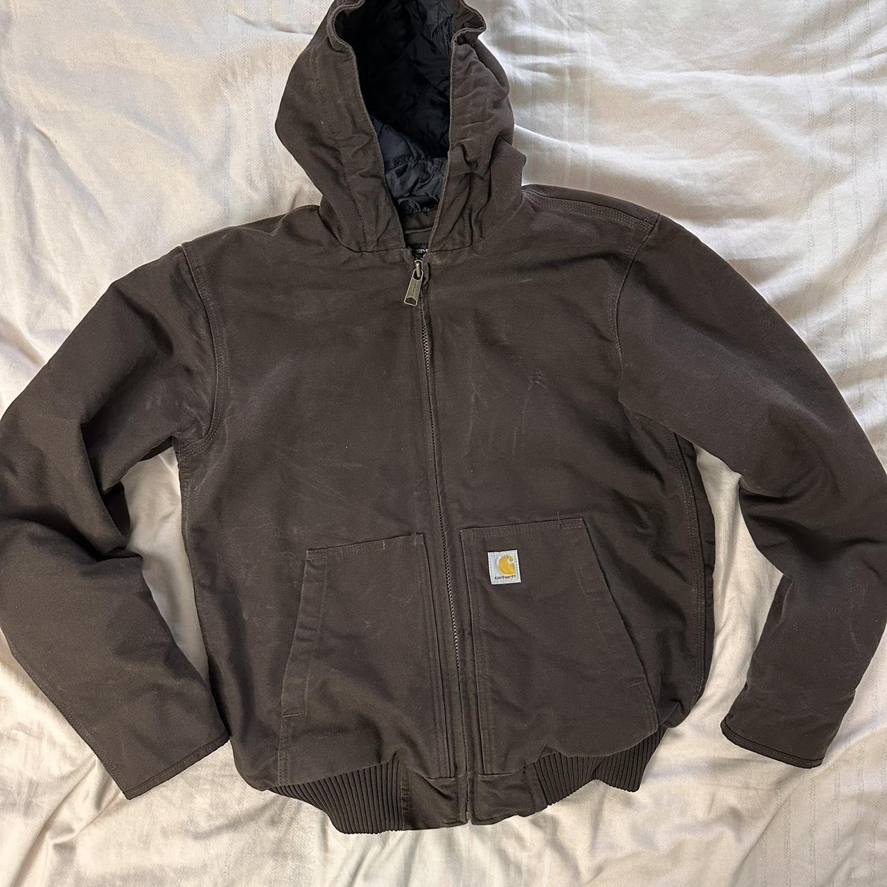 Carhartt loose fit duck insulated zip jacket size small - Depop