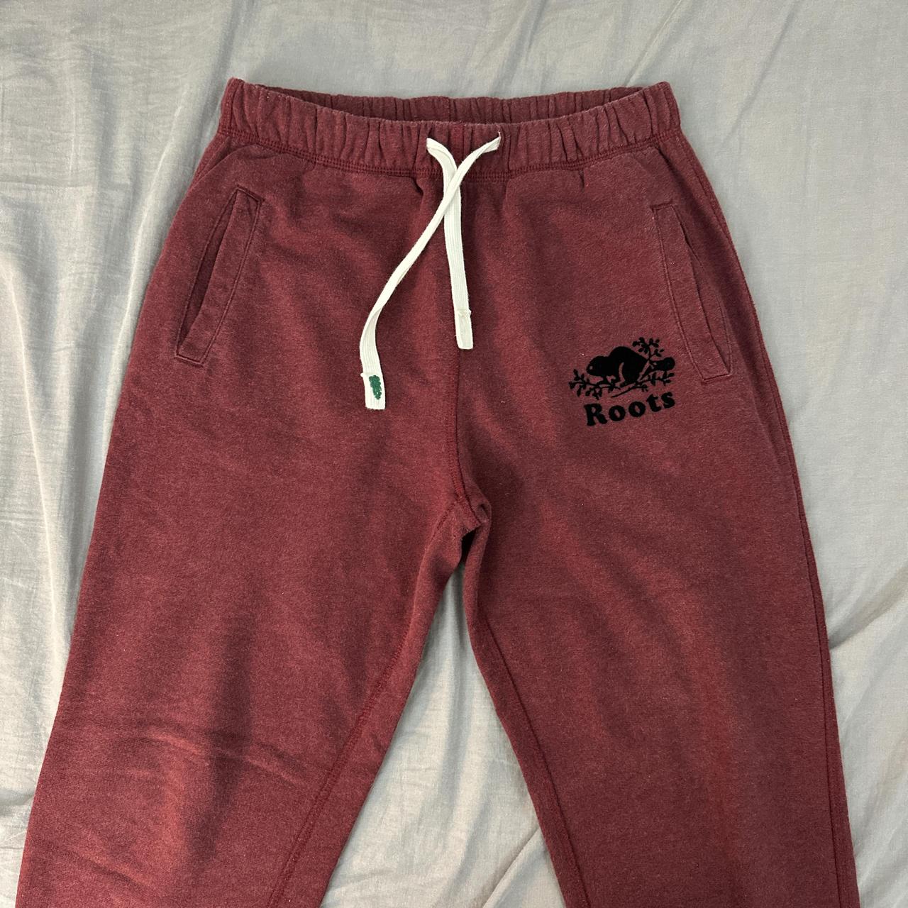 Roots burgundy and red sweatpants Medium joggers Depop