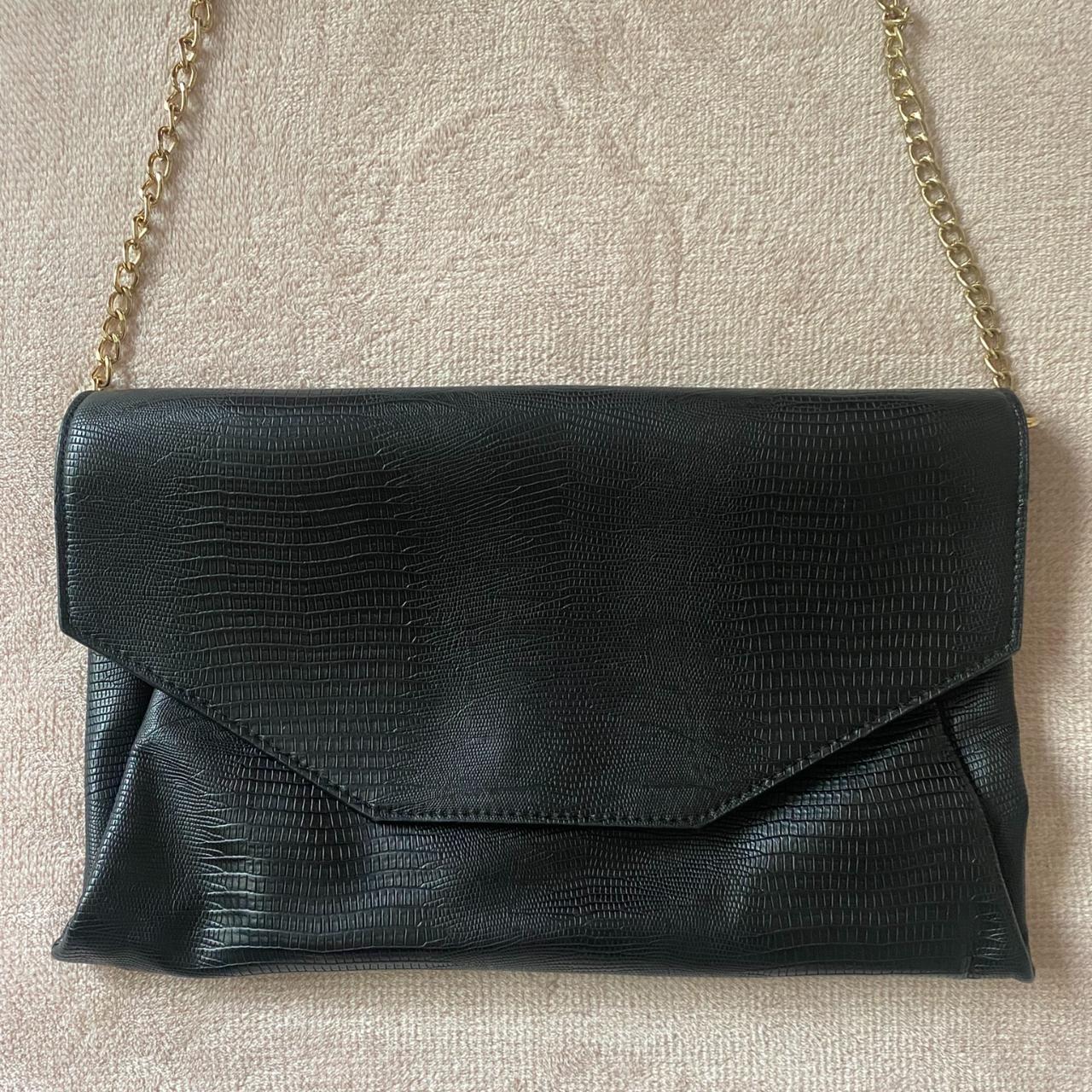 Large black crossbody bag Leather look Depop