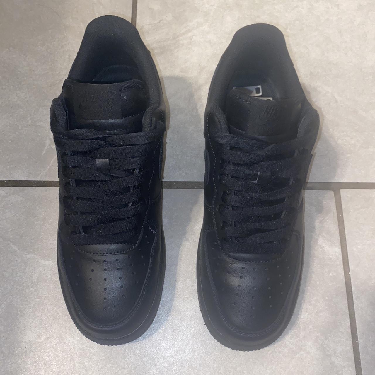 Black Air Forces 1 Size 7.5M/9W Silver piece is... - Depop