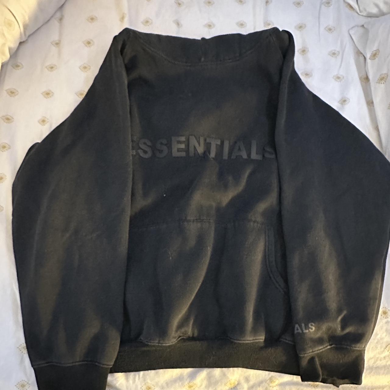 Essentials Women's Black and Grey Hoodie Depop