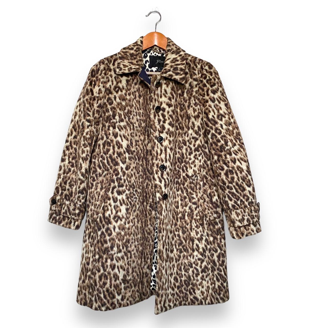 J crew leopard topcoat sale