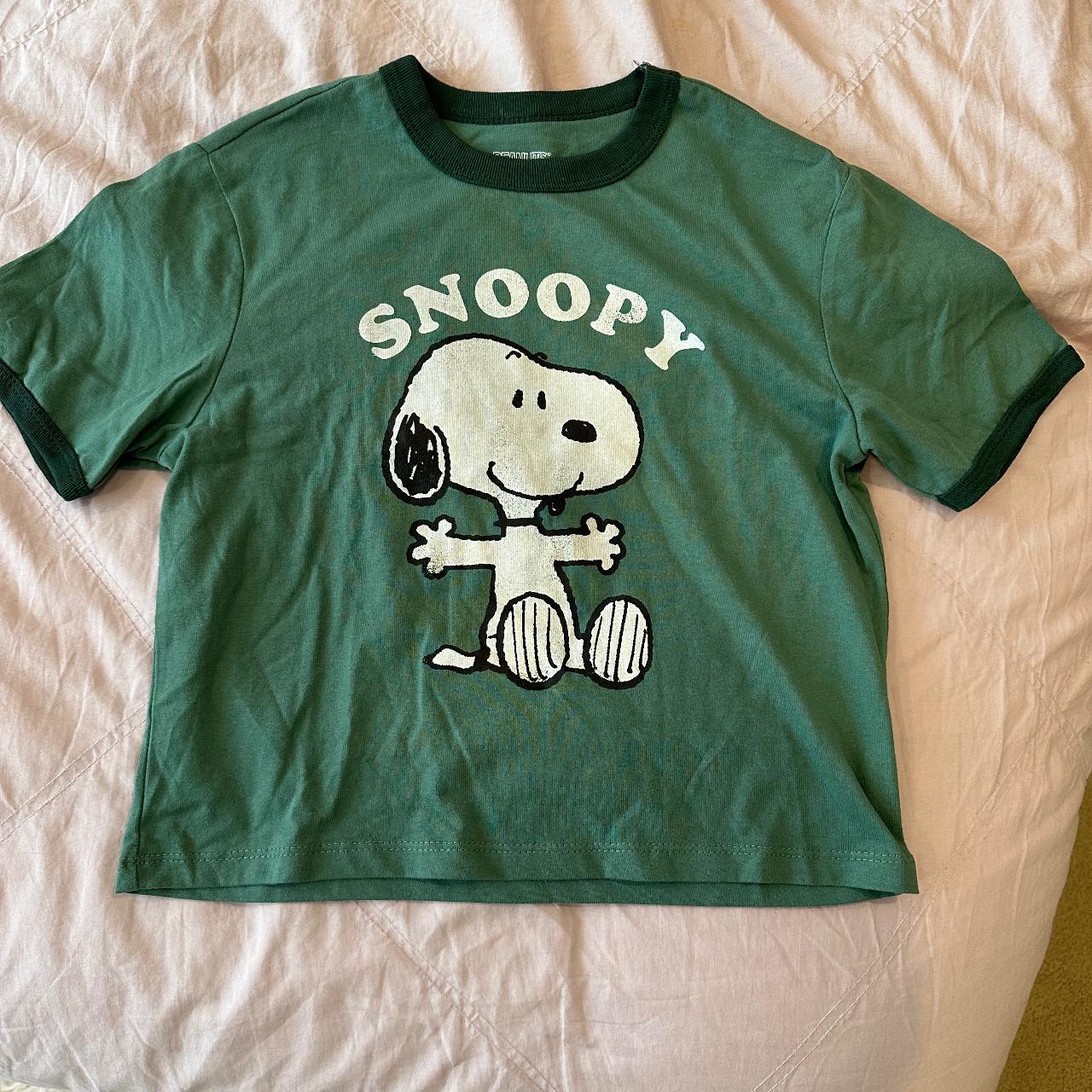 Peanuts Women's Green T-shirt | Depop