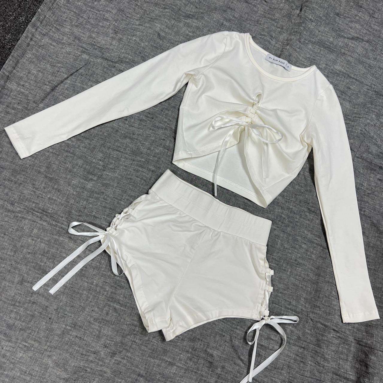 MY MUM MADE IT LONG SLEEVE AND SHORTS RIBBON TIE... Depop