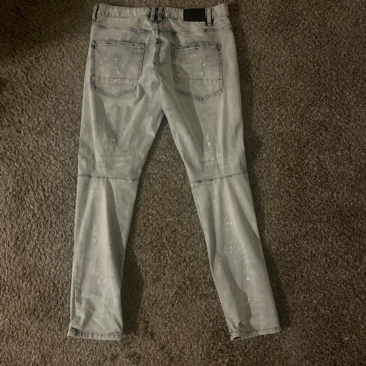 Men's Grey and White Jeans Depop