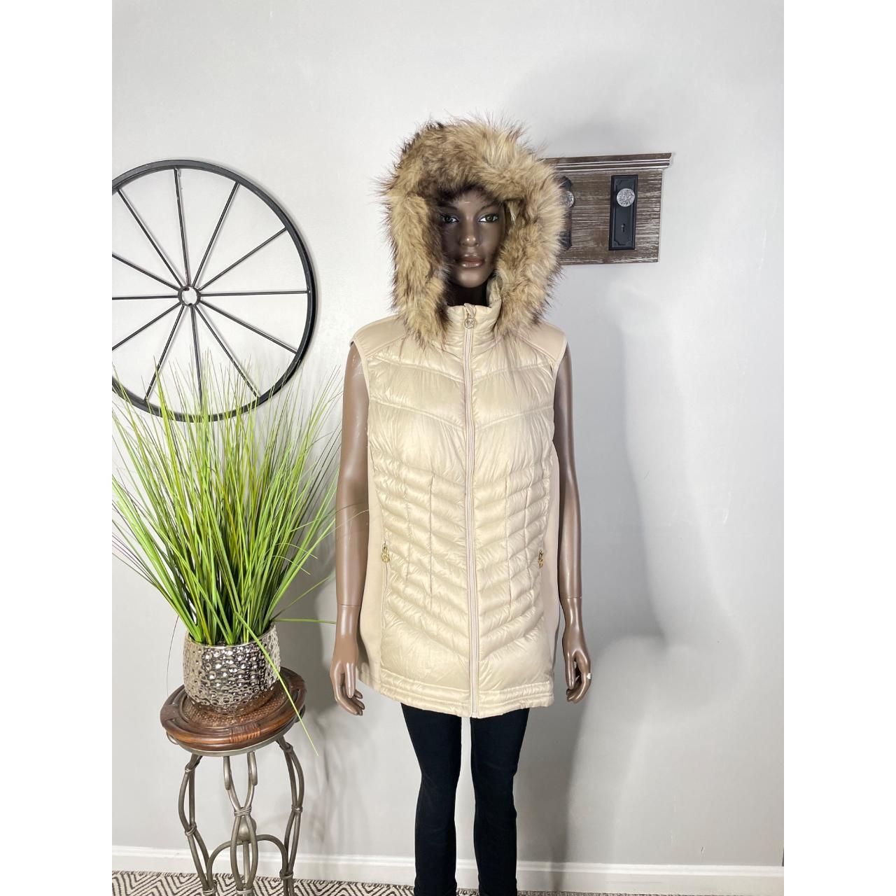 Plus size vest with fur hood online