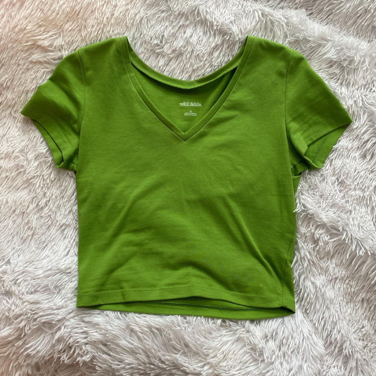 Wild Fable Women's Green Crop-top | Depop