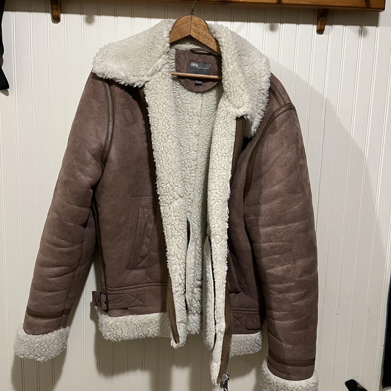 Asos faux leather Sherpa lined jacket Great... - Depop