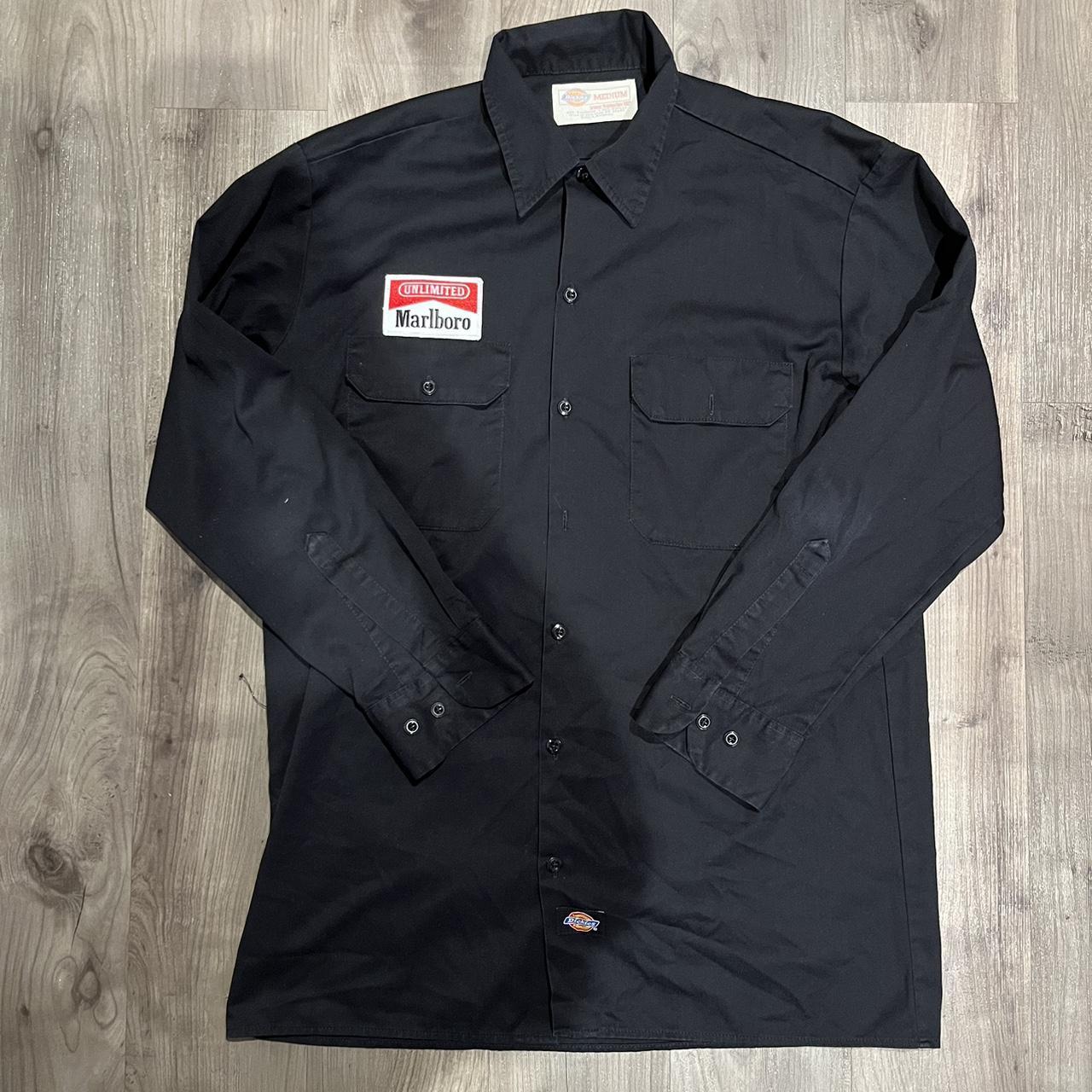 Vintage Marlboro & Dickies Black Button Up | Depop