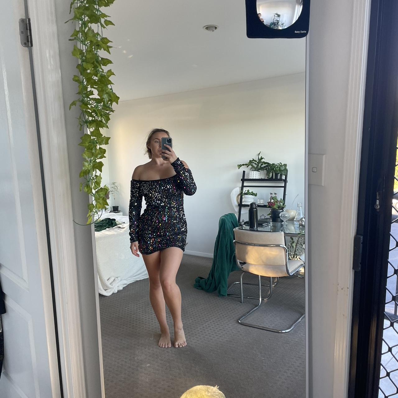 boohoo rainbow sequin dress