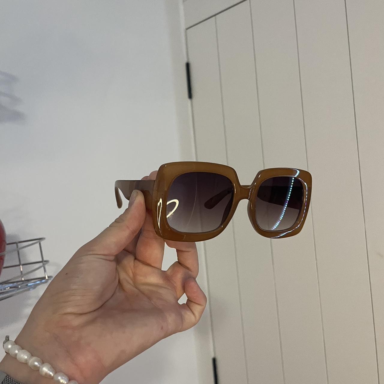 Brown 70s style sunglasses. - Depop