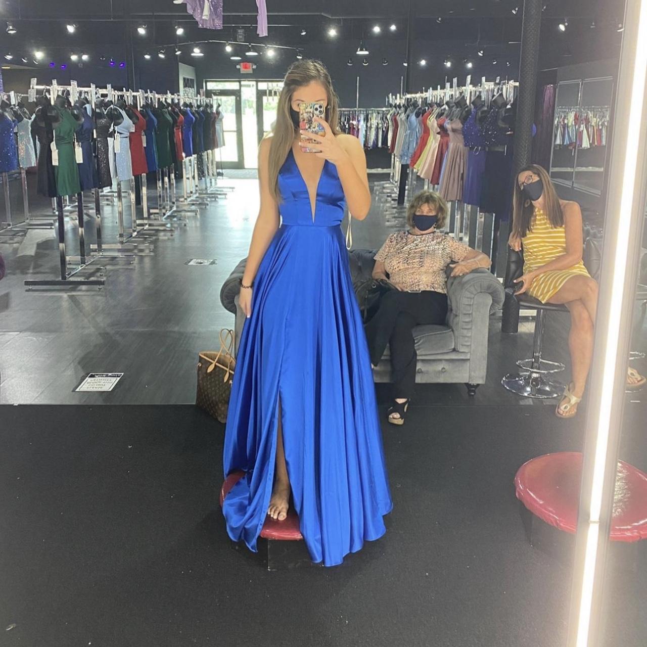 Cheap Satin Sweetheart Neck Prom Dresses High Slit Sky Blue Evening  Gown,MP489