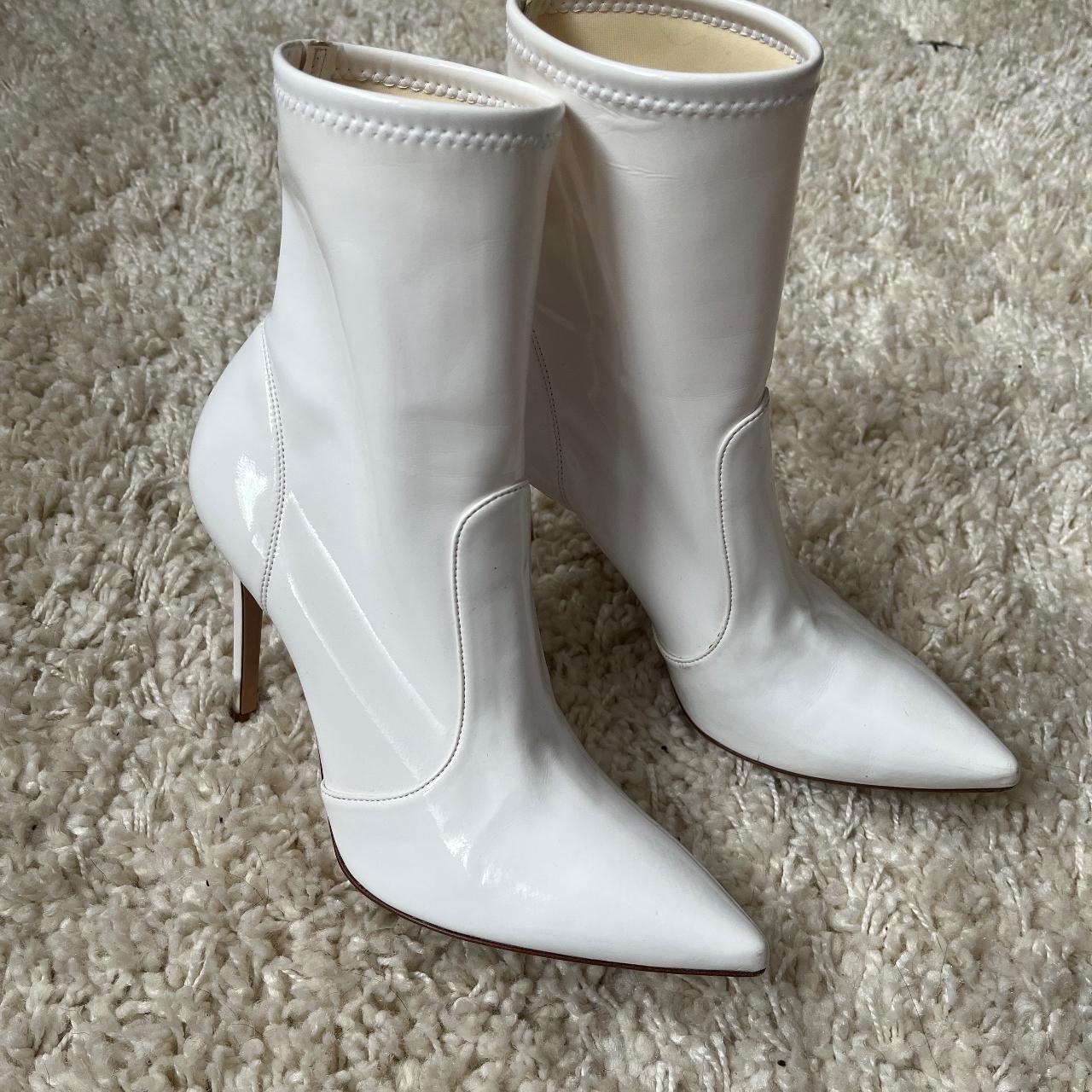 White Gianvito Rossi patent leather sock boots in